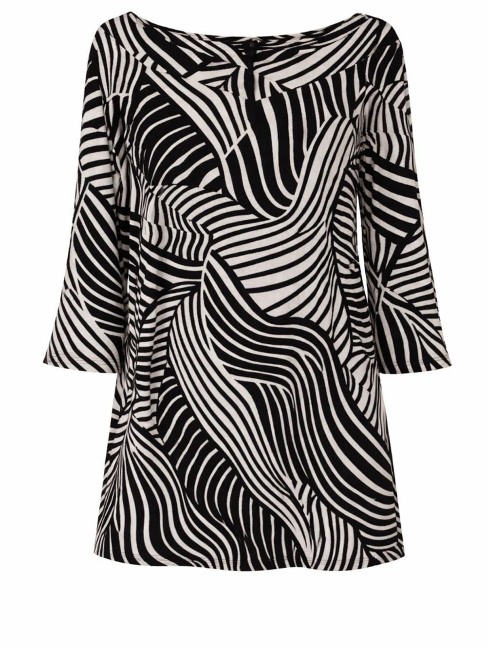 Black & White Abstract Wave Tunic Top